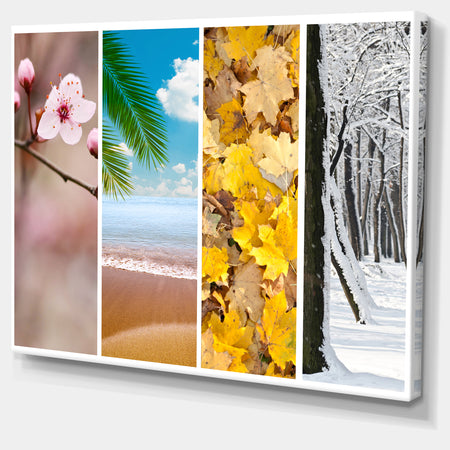 Four Seasons World Collage - Landscape Large Canvas Art Print