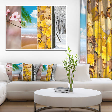 Four Seasons World Collage - Landscape Large Canvas Art Print