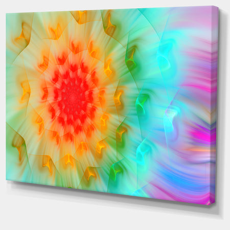 Red Fractal Petals Dandelion - Floral Canvas Wall Art