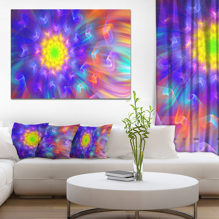 Bright Blue Fractal Petals Dandelion - Floral Canvas Wall Art