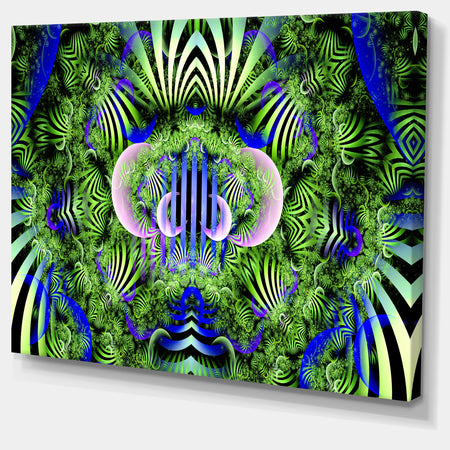 Green Magical Fairy Pattern - Extra Large Floral Wall Art on Canvas