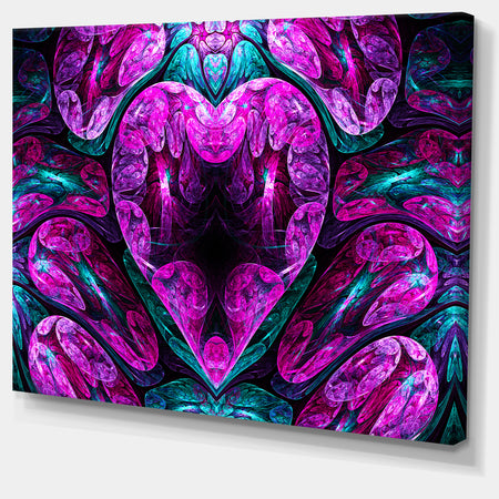 Purple Cold Mystical Heart - Extra Large Floral Wall Art on Canvas