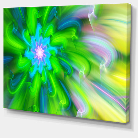 Dance of Green Flower Petals - Extra Large Floral Wall Art on Canvas