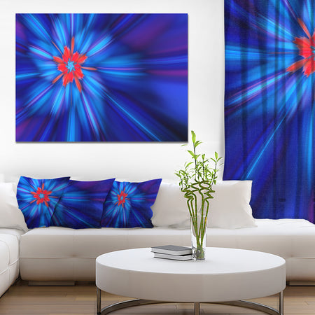 Rotating Fractal Blue Fireworks - Extra Large Floral Wall Art on Canvas