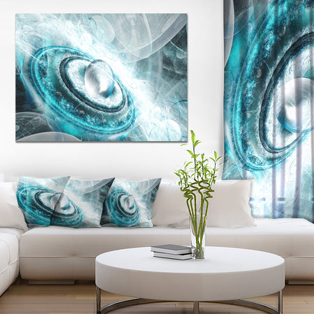 Blue Fractal Flying Saucer - Extra Large Floral Wall Art on Canvas