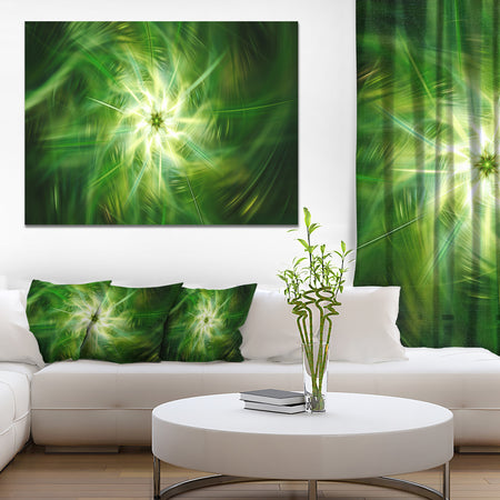 Rotating Fractal Green Fireworks - Extra Large Floral Wall Art on Canvas