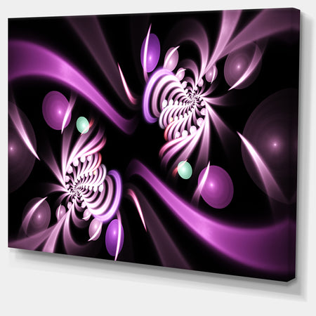 Purple on Black 3D Surreal Art - Extra Large Floral Wall Art on Canvas