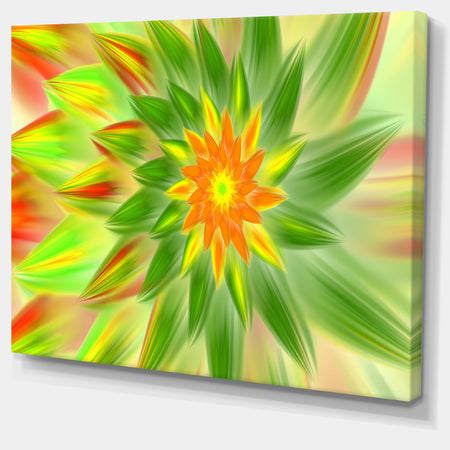 Dancing Green Fractal Flower - Extra Large Floral Canvas Art Print