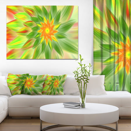 Dancing Green Fractal Flower - Extra Large Floral Canvas Art Print