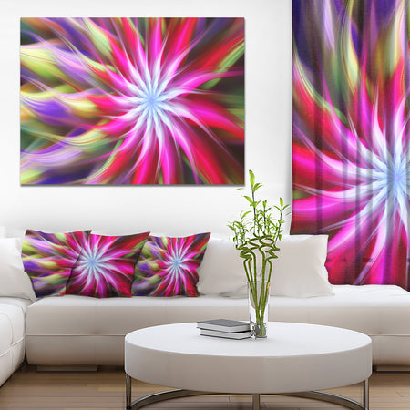 Pink Flower Dance Bright Spiral - Extra Large Floral Canvas Art Print
