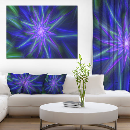 Shining Blue Exotic Fractal Flower - Extra Large Floral Canvas Art Print