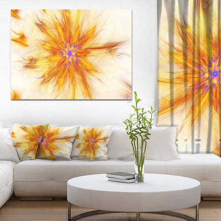 Shining Yellow Exotic Fractal Flower - Extra Large Floral Canvas Art Print