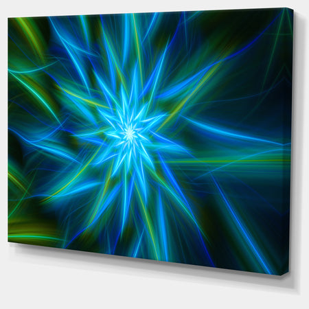 Shining Turquoise Exotic Flower - Extra Large Floral Canvas Art Print