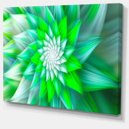 Large Green Alien Fractal Flower - Extra Large Floral Canvas Art Print