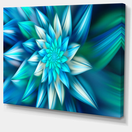 Huge Blue Fractal Flower - Extra Large Floral Canvas Art Print