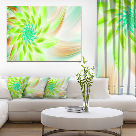 Huge Bright Green Fractal Flower - Extra Large Floral Canvas Art Print