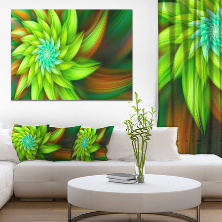 Huge Clear Green Fractal Flower - Extra Large Floral Canvas Art Print