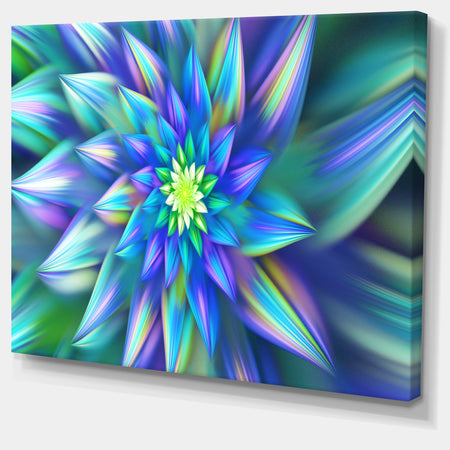 Huge Light Blue Fractal Flower - Extra Large Floral Canvas Art Print