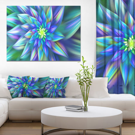 Huge Light Blue Fractal Flower - Extra Large Floral Canvas Art Print