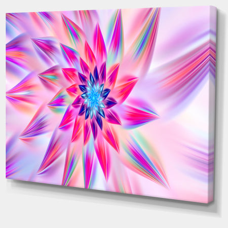 Huge Pink Blue Fractal Flower - Extra Large Floral Canvas Art Print