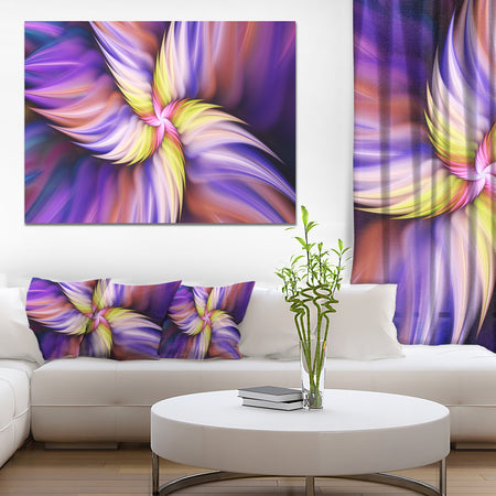 Purple Yellow Rotating Flower - Extra Large Floral Canvas Art Print