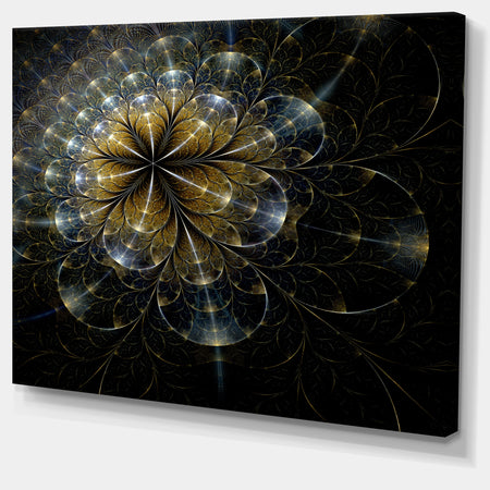 Large Mystic Golden Fractal Flower - Extra Large Floral Canvas Art Print