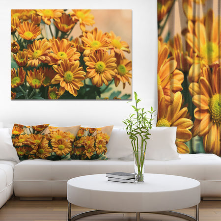 Bright Yellow Flowers in Garden - Extra Large Floral Canvas Art Print