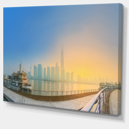 Shanghais Night with Lights - Modern Cityscape Wall Art