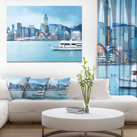 Hong Kong City at Night - Modern Cityscape Wall Art