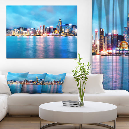 Colorful Hong Kong at Night - Modern Cityscape Wall Art