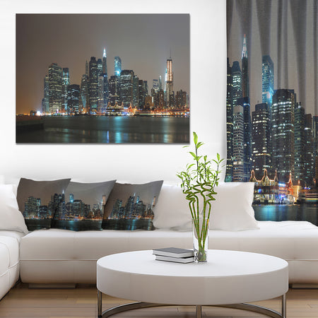 Evening New York Panorama - Cityscape Canvas Wall Art