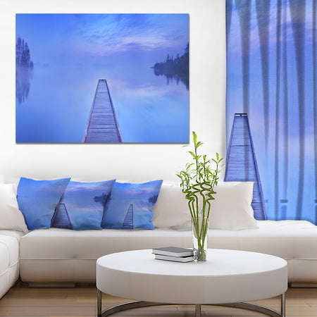 Jetty at Blue Dawn Panorama - Bridge and Pier Canvas Wall Art