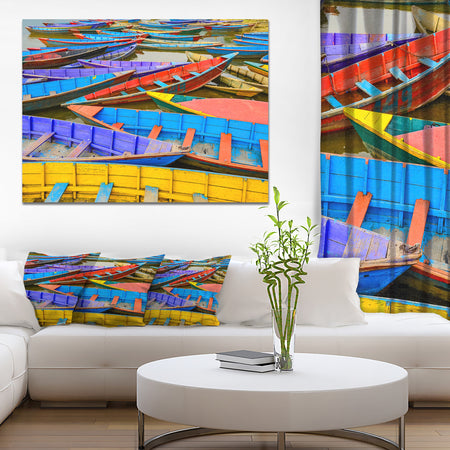 Old Colorful Sailboats in Lake - Boat Wall Artwork on Canvas