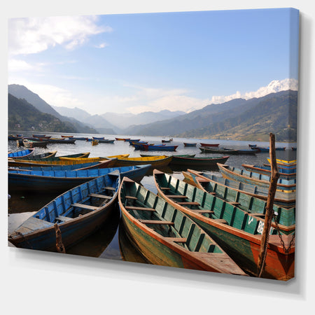 Colorful Boats Pokhara Lake - Boat Canvas Artwork