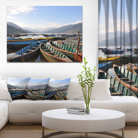 Colorful Boats Pokhara Lake - Boat Canvas Artwork