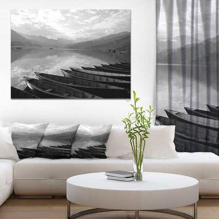 Boats Lined up on Pokhara Lake - Boat Canvas Artwork