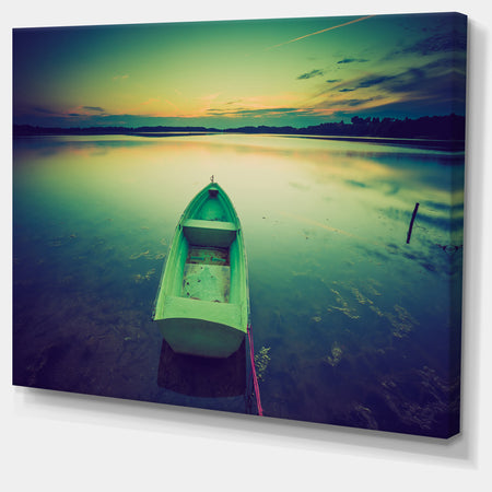 Boat at Sunset in Vintage Lake - Boat Canvas Artwork
