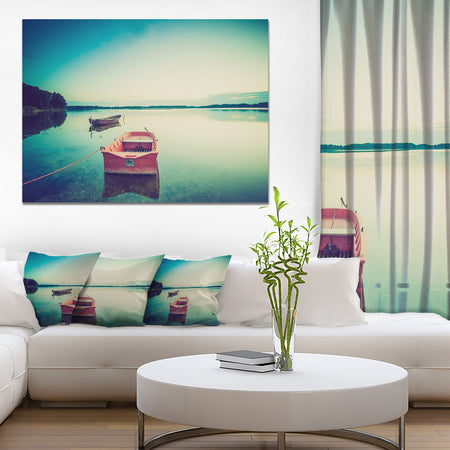 Pink Boat in Vintage Lake - Boat Canvas Artwork