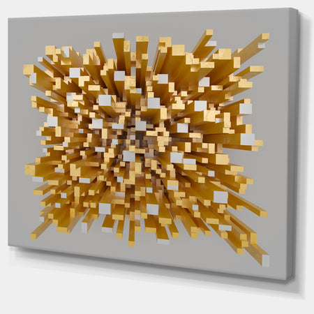 Golden Fragments 3D Design - Abstract Canvas Wall Art