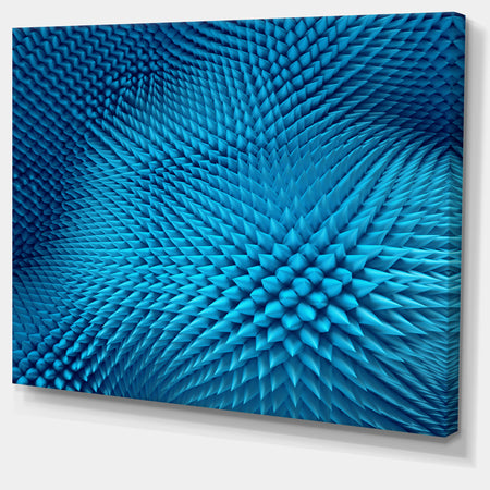 Wavy Blue Prickly Design - Abstract Artwork on Canvas