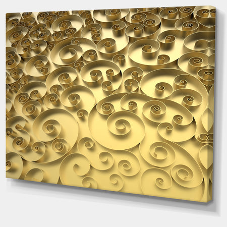 3D Golden Curly Background - Abstract Artwork on Canvas