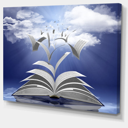 Book Pages Skyward'Extra Large Abstract Canvas Art Print
