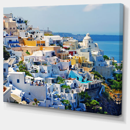 View of Fira Town Santorini - Abstract Wall Art Canvas