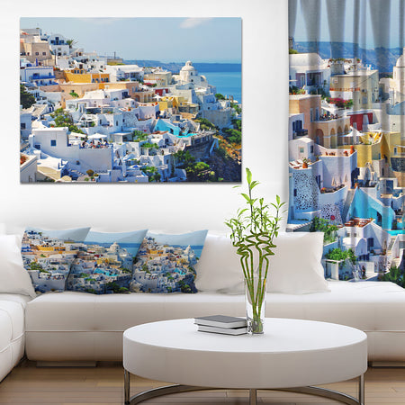 View of Fira Town Santorini - Abstract Wall Art Canvas