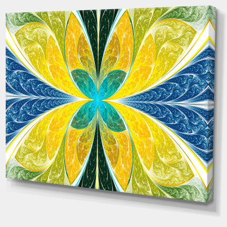 Yellow Fractal Stained Glass - Abstract Wall Art Canvas