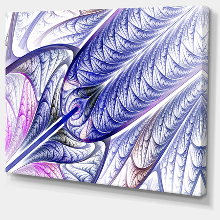Blue on White Fractal Stained Glass - Abstract Wall Art Canvas