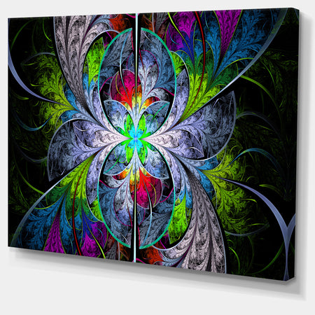 Multi-Color Fractal Stained Glass - Abstract Wall Art Canvas