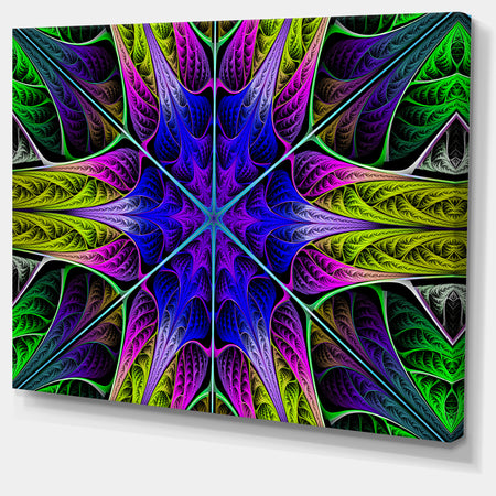 Star-Shaped Blue Stained Glass - Abstract Wall Art on Canvas