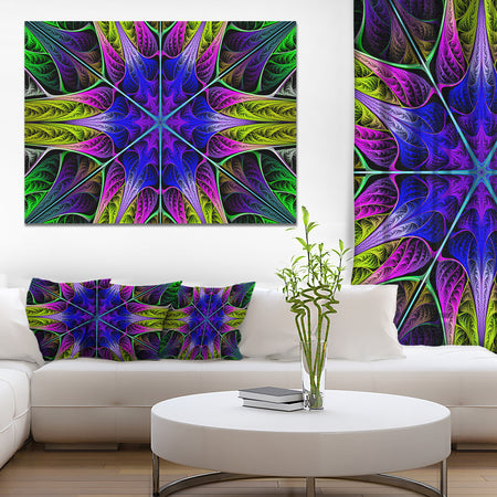 Star-Shaped Blue Stained Glass - Abstract Wall Art on Canvas