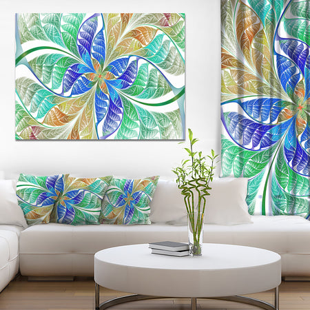 Light Blue Fractal Stained Glass - Large Wall Art on Canvas